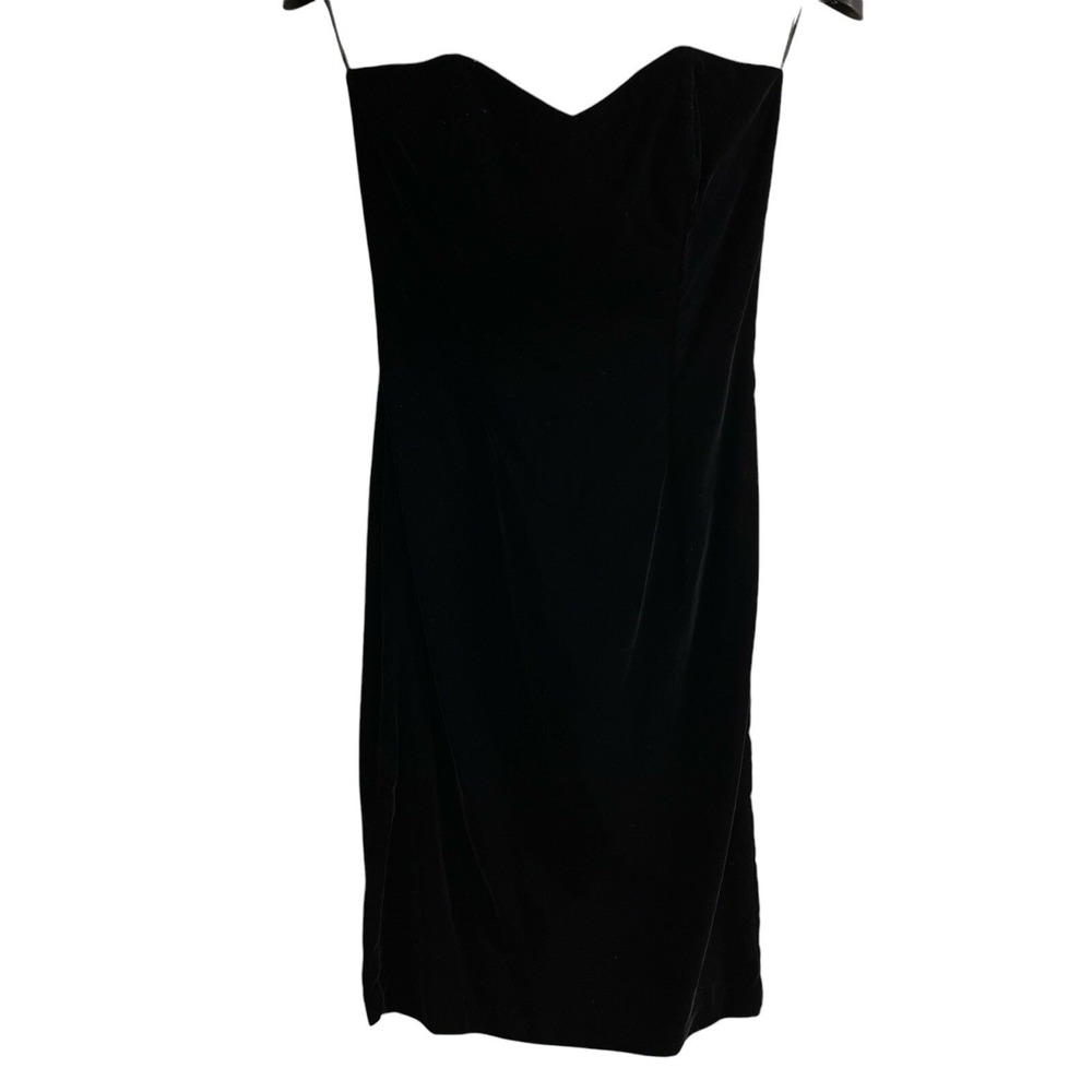 Vintage Scott McClintock Y2K Dress Womens 6 Black Velvet Strapless Fitted Event